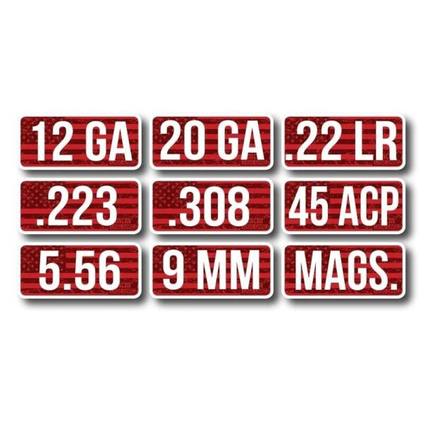 American flag gun caliber labels.