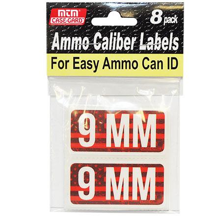 9mm ammo caliber labels for can identification