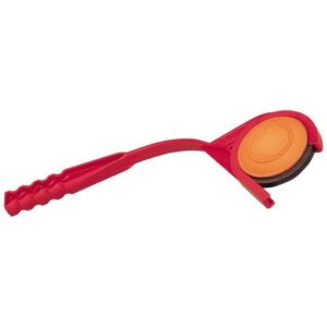Red handheld clay target thrower