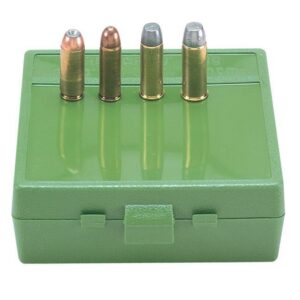 Four bullets on green ammunition box