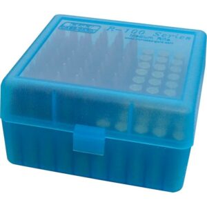 MTM Flip-Top Ammo Box 22-250/.243/.308 Win/.220 Swift 100 Round Clear Blue