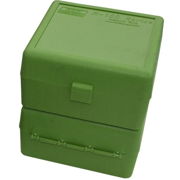 Green plastic ammo case with latch