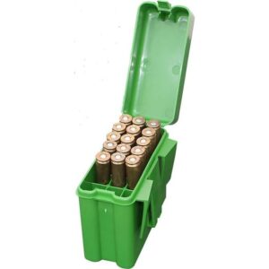 Green ammo case with shotgun shells inside