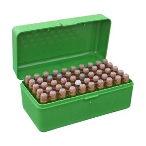 Green box filled with bullet cartridges