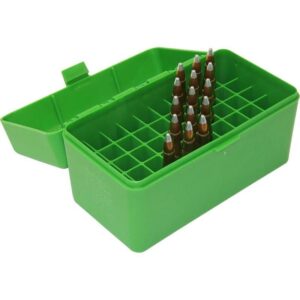 Green ammo box with bullets inside.