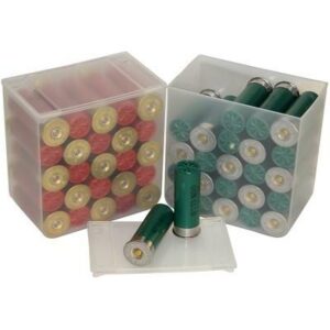 Plastic storage boxes with shotgun shells
