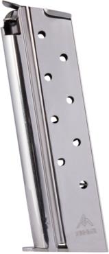 Silver handgun magazine with holes