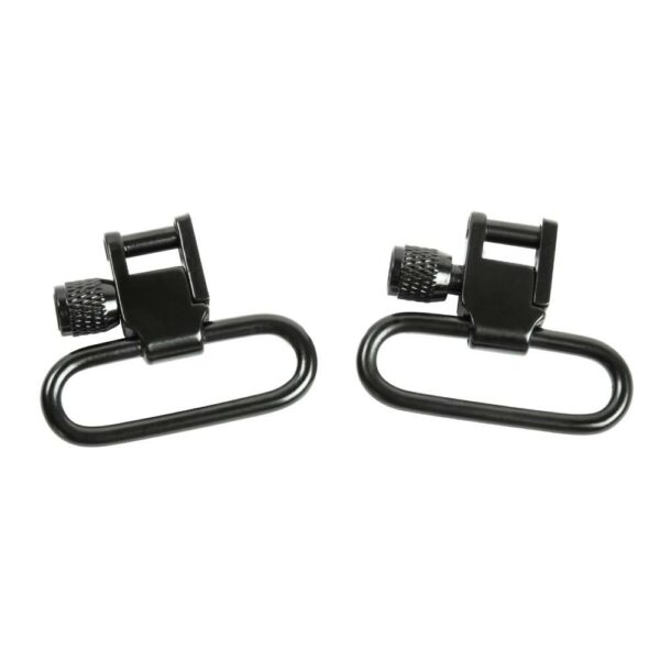 Two black quick-release sling swivels