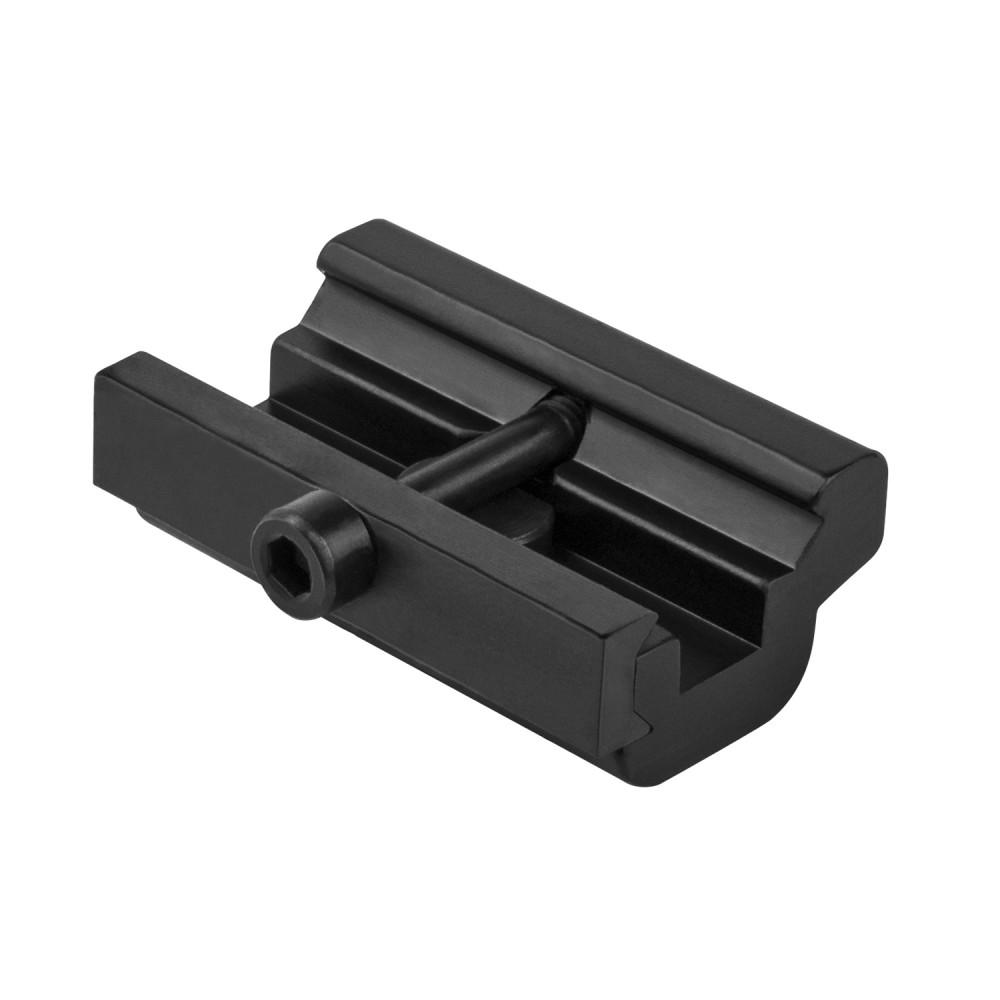Black metal rail mount with screw attachment