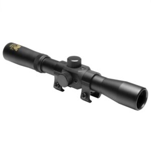 Black rifle scope isolated on white background