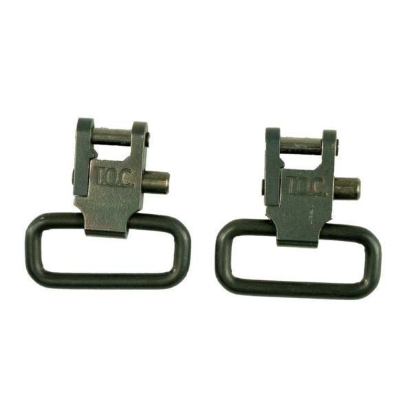 Pair of black metal swivels
