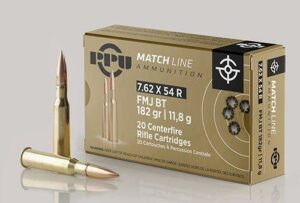 7.62x54R rifle ammunition box and bullets