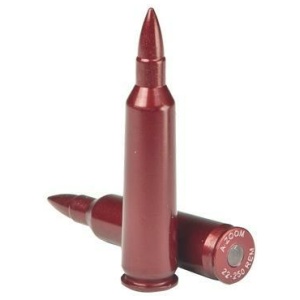 Red dummy ammunition rounds for training use