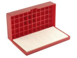 Red plastic cartridge case with foam padding open.