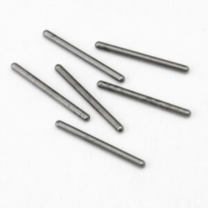 Seven metal dowel pins on white background
