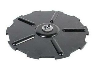 Black metal weightlifting plate with handles