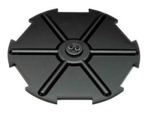 Black octagonal plastic base plate with six spokes