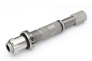 Metal precision threaded component, industrial machinery part.