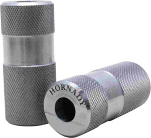 Hornady reloading die bushings on white background.