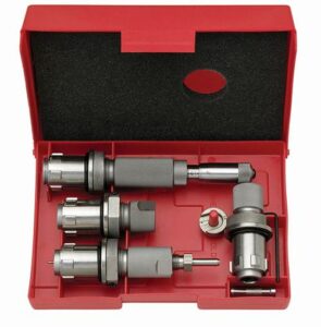 Red case with industrial metal tools inside.