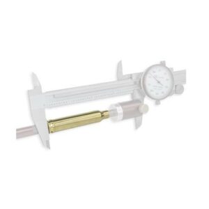 Caliper measuring a bullet's length precisely.