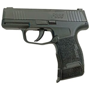 Compact black handgun on white background