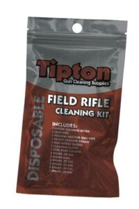 Disposable field rifle cleaning kit in packaging.