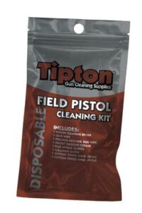 Tipton disposable field pistol cleaning kit package.