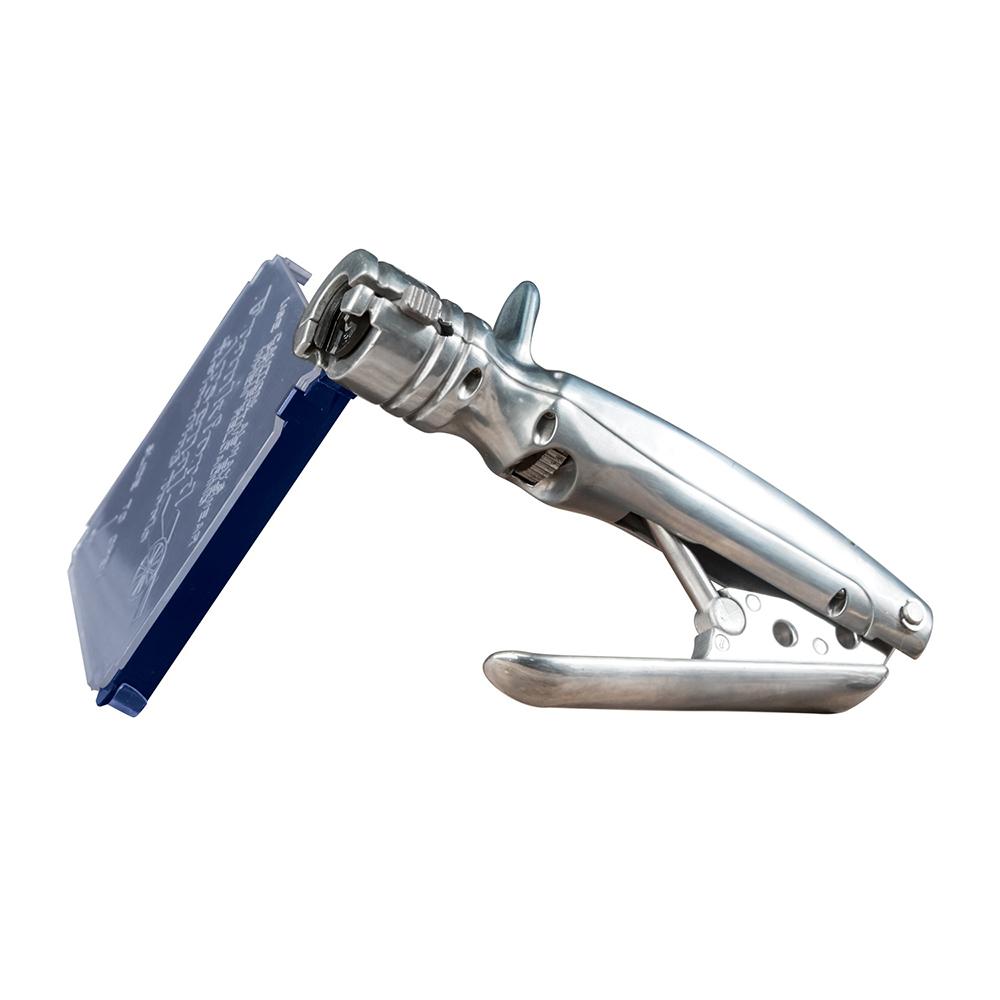 Cable tie tool with metal grip handle