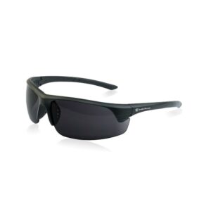 Black sports sunglasses with dark lenses