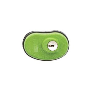 Green bean-shaped lock cylinder on white background
