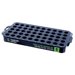Frankford Arsenal reloading tray with bullet sizes.