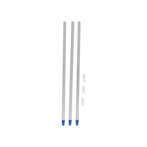 Three aluminum extension poles with blue caps and hooks.