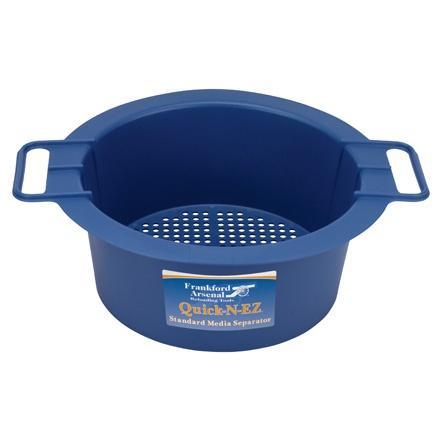 Blue media separator with handles for reloading.