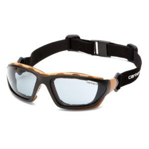 Protective work goggles with adjustable strap.