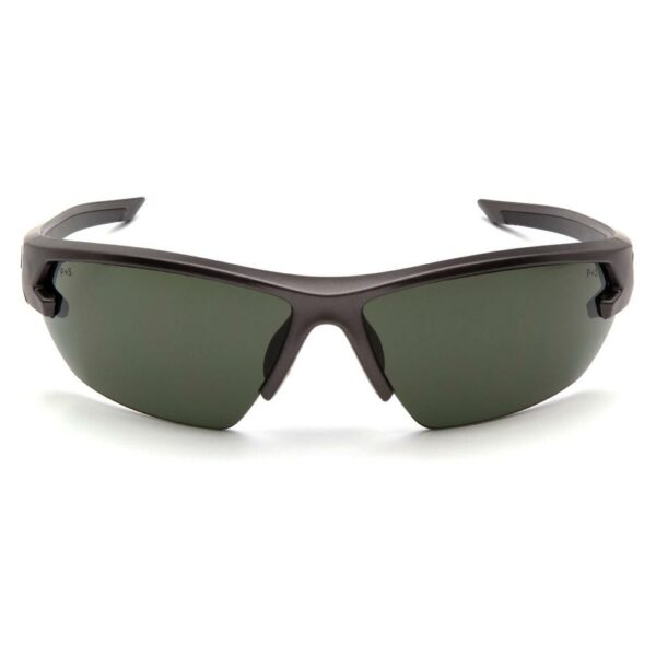 Dark sports sunglasses with green lenses