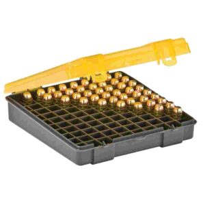 Open ammunition box with bullets inside.