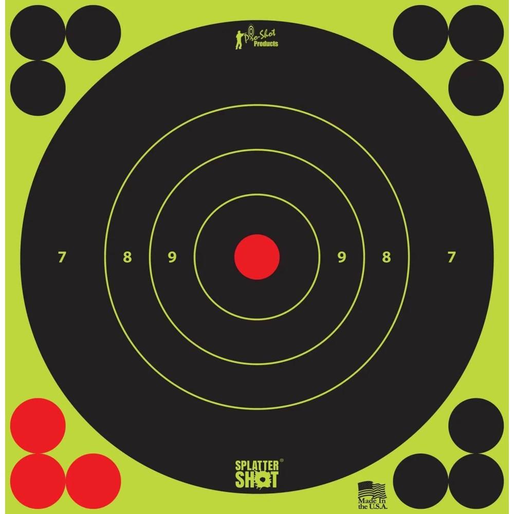 Target shooting bullseye with numbered rings, vibrant colors.