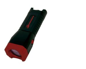 Black and red flashlight with button