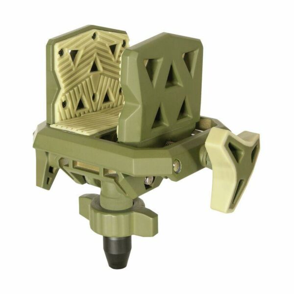 Green tactical rifle shooting rest accessory.