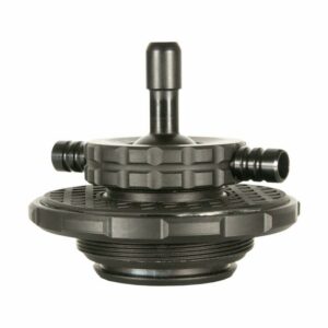 Black plastic industrial connector with hoses