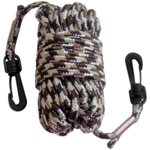 Camouflage rope with hooks for outdoor use.