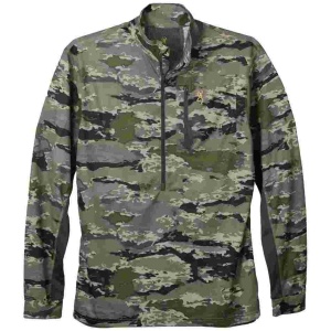 Camouflage pattern pullover jacket with zippered collar