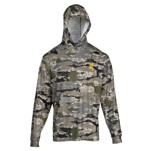 Camouflage hoodie with forest pattern and logo