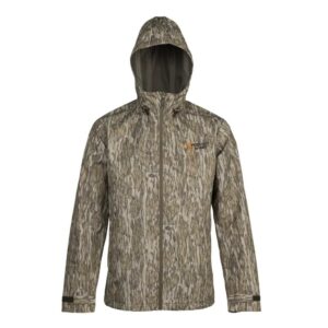 Camouflage hooded jacket with zippered front