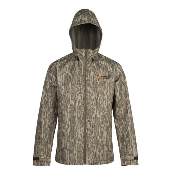 Camouflage hooded jacket with zippered front