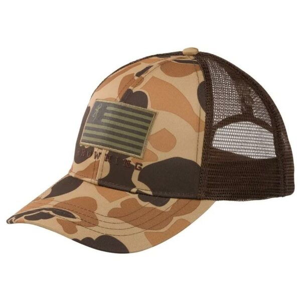 Camo mesh cap with flag design