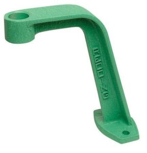 Green metal bracket with mounting hole