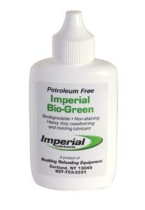 Imperial Bio-Green lubricant bottle, petroleum-free, biodegradable.