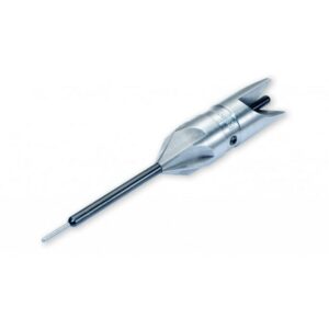 Precision cutting tool with metal shaft and tip.